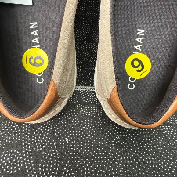 Cole Haan Mens Casual Loafers Size 9M Suede & Leather Slip-On Beige & Brown